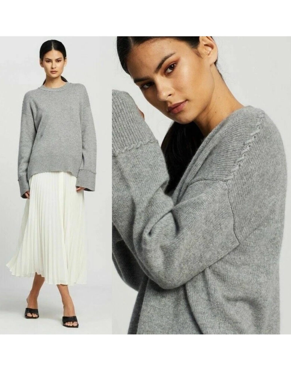 Theory Karenia Whipstitche Super Soft Thick 100% Cashmere Sweater Large NWOT - Picture 3 of 11